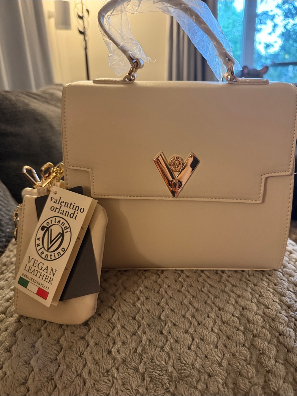 Valentino Orlandi Cream Vegan Leather Bag